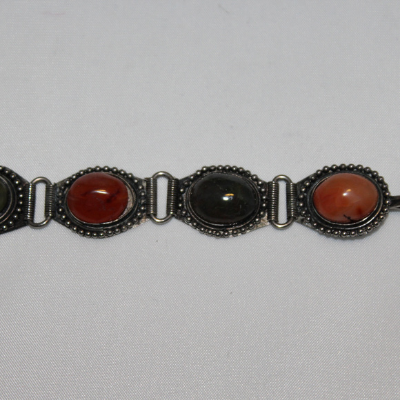 Vintage Silver tone Stone Bracelet Boho Inspired - Picture 3 of 8